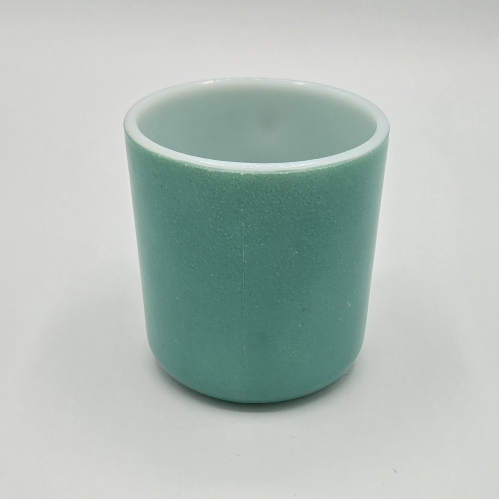 Vintage Hazel Atlas Milk Glass Cup Mug Teal Green Turquoise 3" D Handle Vtg MCM - Picture 2 of 6